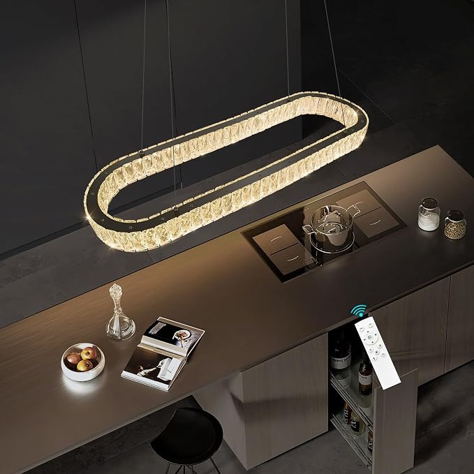 HAIXIANG LED Long Chandeliers for Dining Table Modern Chandelier Dimmable