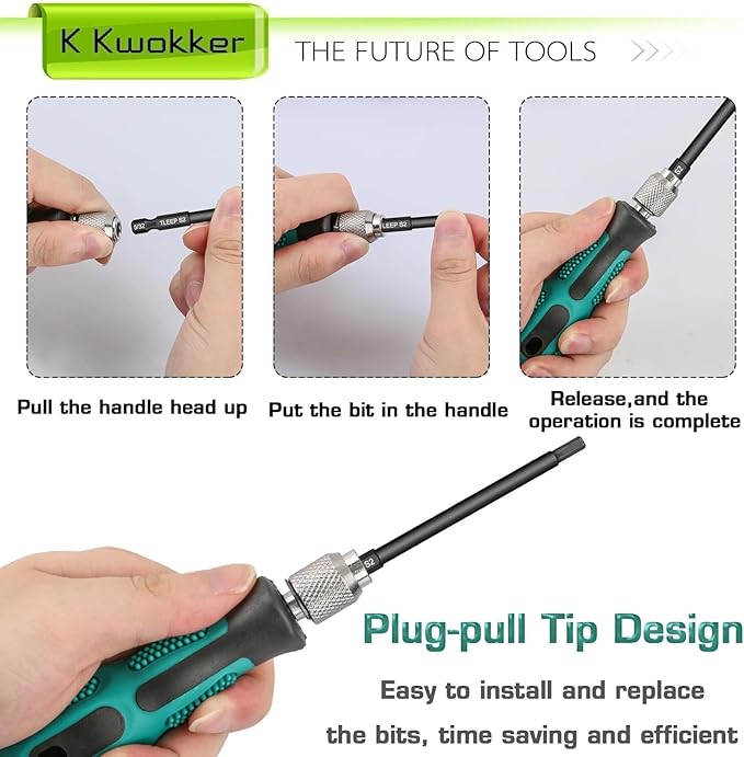 3.5" Long 1/4" Hex Head Allen Wrench Drill Bits + Quick Change Bit Driver, Metric 1.5MM to 10MM Impact Driver Bit Set, Magnetic Tips Magnetic Screwdriver Bits Hex Drill Bit Set, S2 Steel