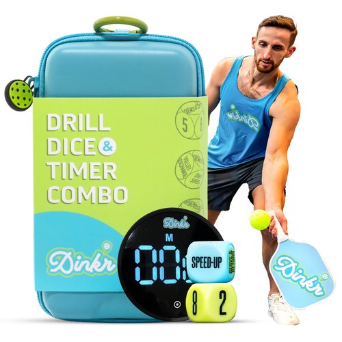 Dink'r Pickleball Timer for Games, Drills & Tournaments | Magnetic Court Timer + Free Drill Dice & Case