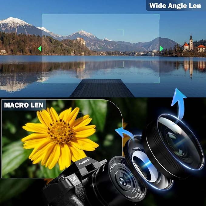 True 5K Digital Camera for Photography, Autofocus & Anti-Shake, 16X Zoom