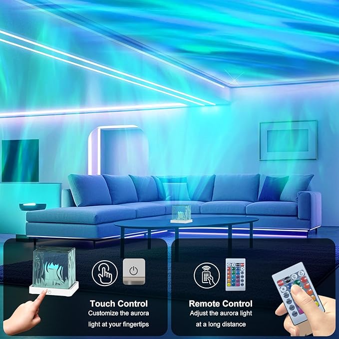 Northern Lights Projector, 1800mAh Rechargeable Aurora Light Projector, 16 Colors Mood Lighting Galaxy Lamp with Remote for Adult Boys Girls Gifts Room Decor