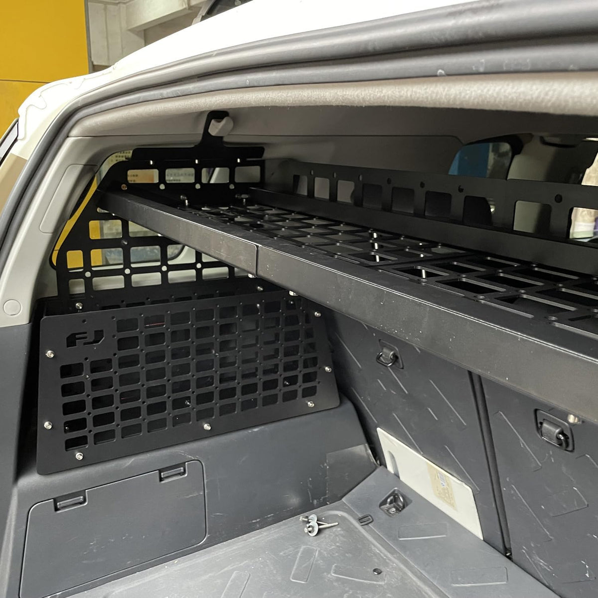 L2R for Toyota FJ Cruiser (XJ10) 2007-2024 Molle Panel Car Modular Storage Panel Shelf Modification Rear Trunk Interior Luggage Storage Carrier Organizer Kit (Side Panel + Trunk Shelf + Storage Boxes)