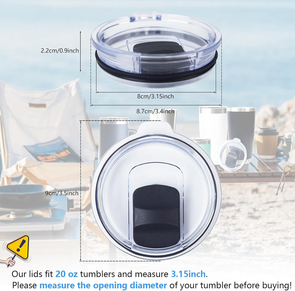 YETI Magnetic Slider Replacement Lids - 6 Pack Spill Proof Covers for 20 oz Tumblers & Mugs | BPA Free