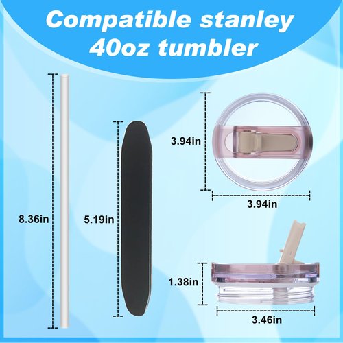2 Pics Leakproof 40oz Tumbler lid for Stanley Quencher Protour BPA Free Spill Sproof Cup Top Replacement Lid Detachable Cover Stanley Cup Accessories (old pink)