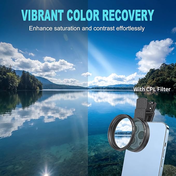 52mm Circular Polarizer Filter for iPhone and Android, CPL Lens Filter
