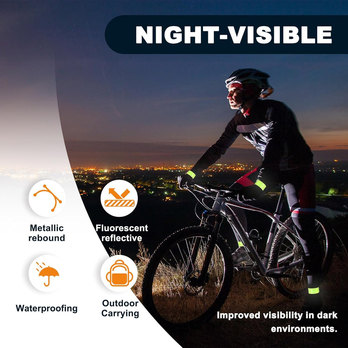 Skiennix Reflective Arm Bands - 30 Pcs High Visibility Snap Bracelets for Night Jogging & Cycling