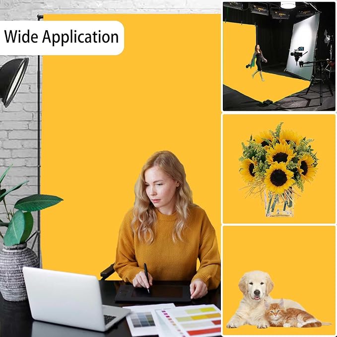 Yellow Photo Backdrop, Photo Booth Portrait Photography Backdrops, Studio