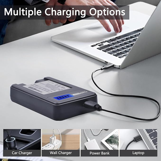 2-Pack 1200mAh 3.7v NB-4L Battery and LCD USB Charger