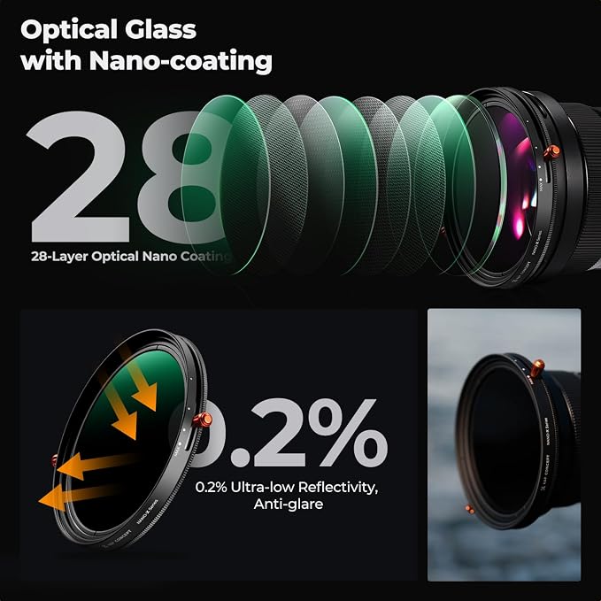 K&F CONCEPT 55mm Variable Fader ND2-ND32 ND Filter and CPL Circular Polarizing