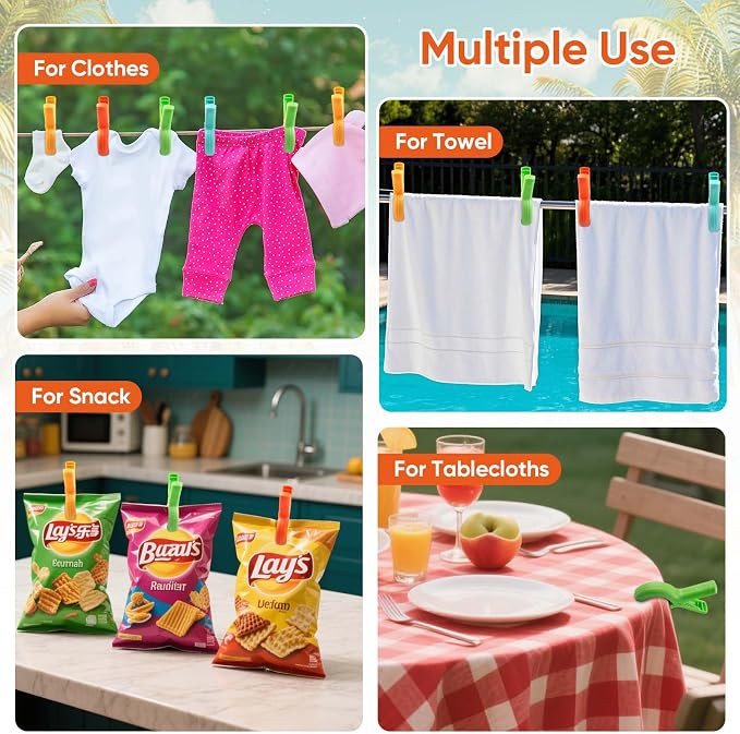 Towel Clips for Beach Chairs, 8 Pack Large Beach Towel Clips for Pool Chairs