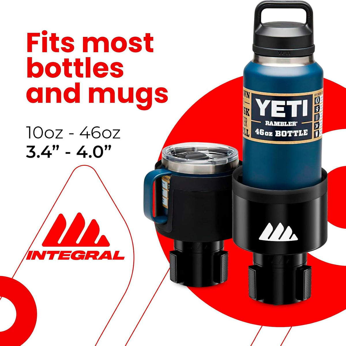 Integral Ultimate Car Cup Holder Expander with Adjustable Base - 2 Pack
