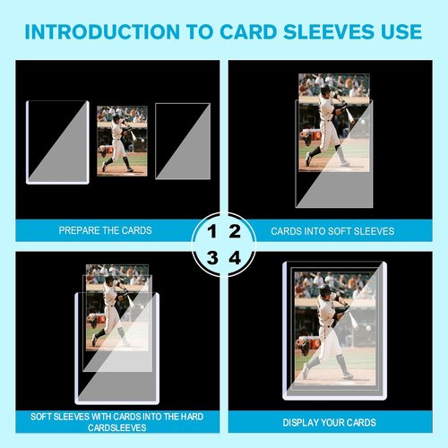 600 Plastic Trading Card Protectors - 300 Hard & 300 Soft Sleeves | 35pt Rigid 3"x4" Clear Holders