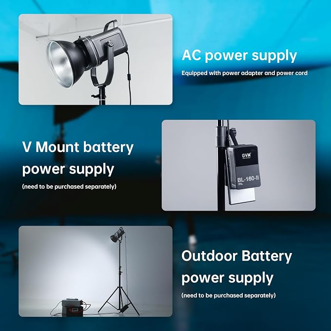 GVM 160W LED Video Light with Bluetooth Control, 5600K Photography Light