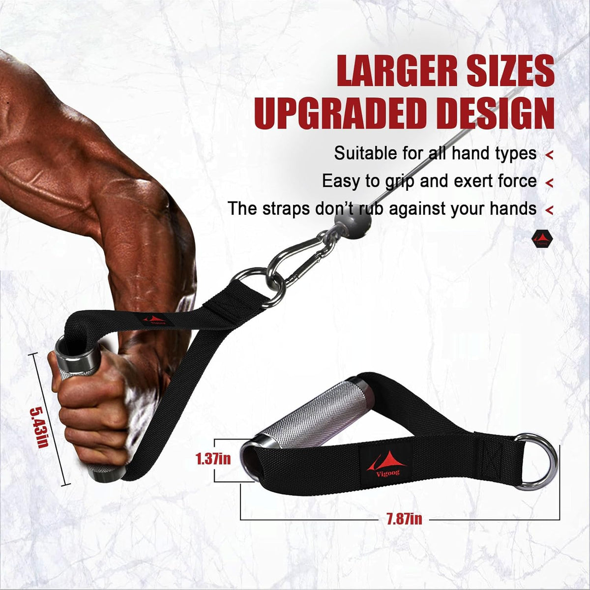 Skiennix Heavy Duty Metal Workout Handles - Replacement Grip Attachments for Cable Machines & Resistance Bands