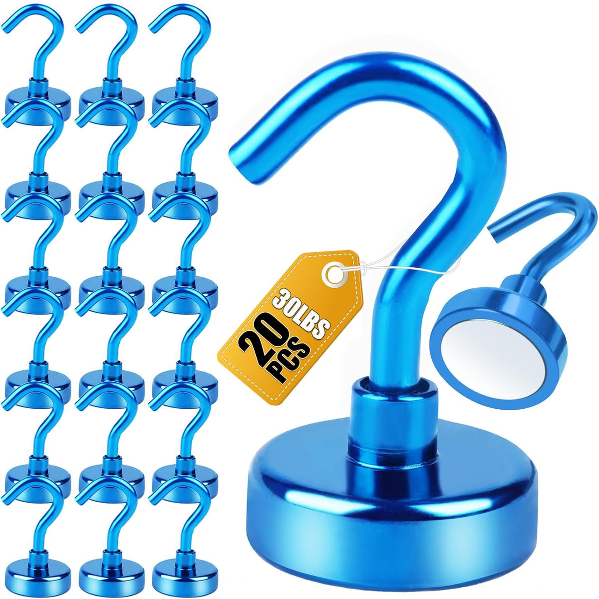 DIYMAG Magnetic Hooks 20pcs 30lbs+ Cruise Essentials 2026 Magnet Hook Blue