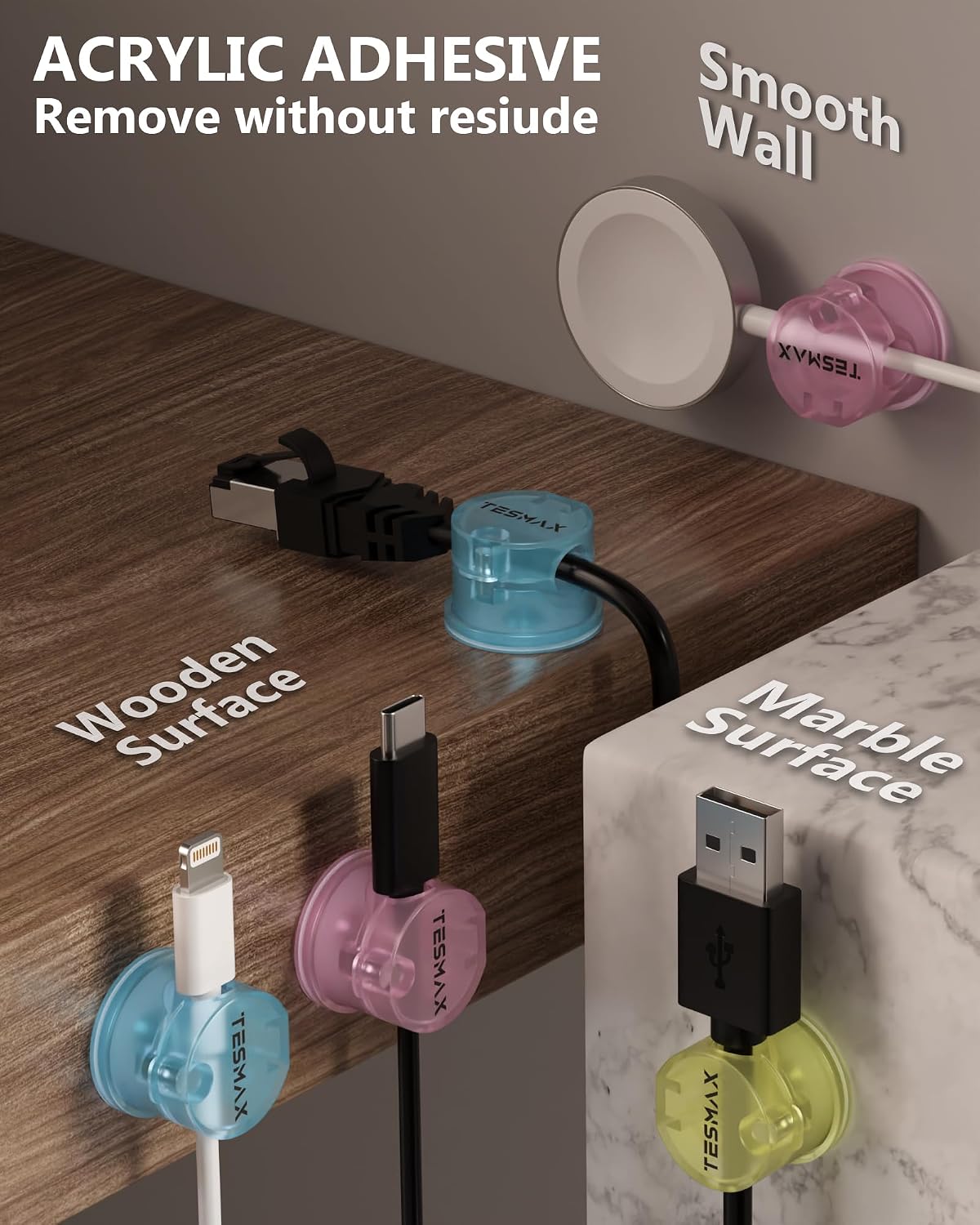 12Pack Magnetic Cord Holder 360° Rotating, 1s Lock Adhesive Desk Organizers
