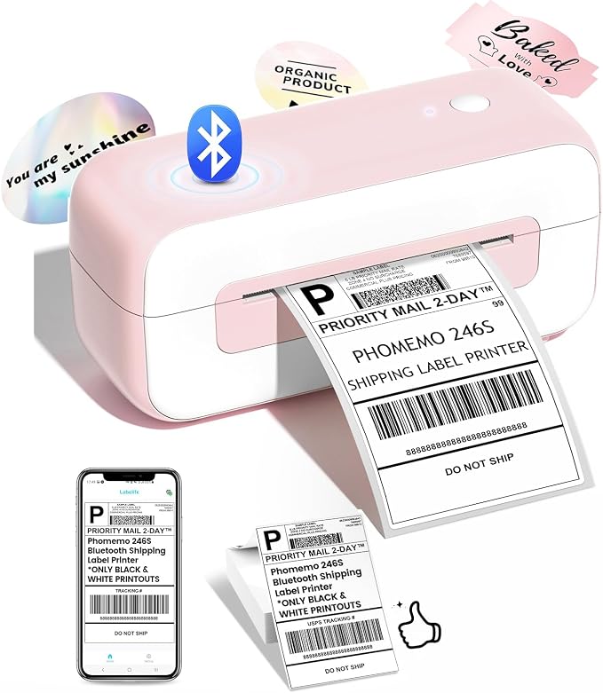 Phomemo Shipping Label Printer- Bluetooth Thermal Label Printer 4x6