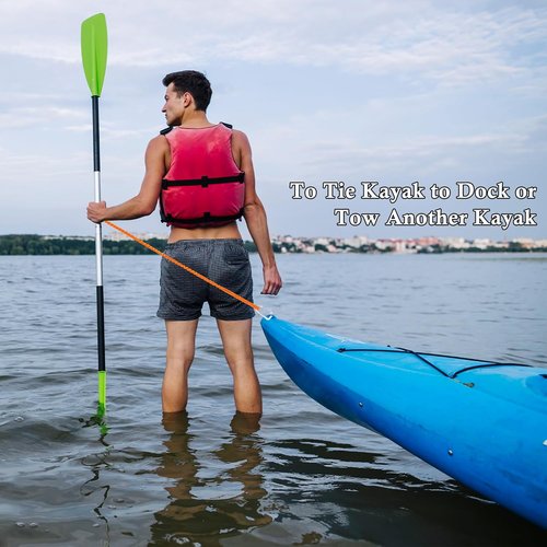 Kayak Paddle Board Tether Leash - Stretchable 3.3-7 Feet Strap with Carabiner for SUP & Canoeing