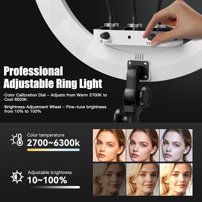 Ring Light with Stand and Phone Holder, Professional LED Circle Light with 78"