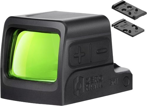 EM1 Enclosed Red & Green Dot Sight - Multi Reticle Micro Reflex Sight with MOS/RMR Adapter Plate | Parallax-Free, RMSc/K Compatible (Black & FDE)