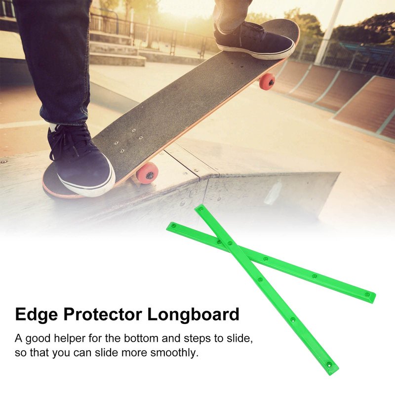 VBESTLIFE 2Pcs Skateboard Rails Protector Wear-Resistant Flexible Ribs Bones Board Rails with Mount Screws(Green) Cycling