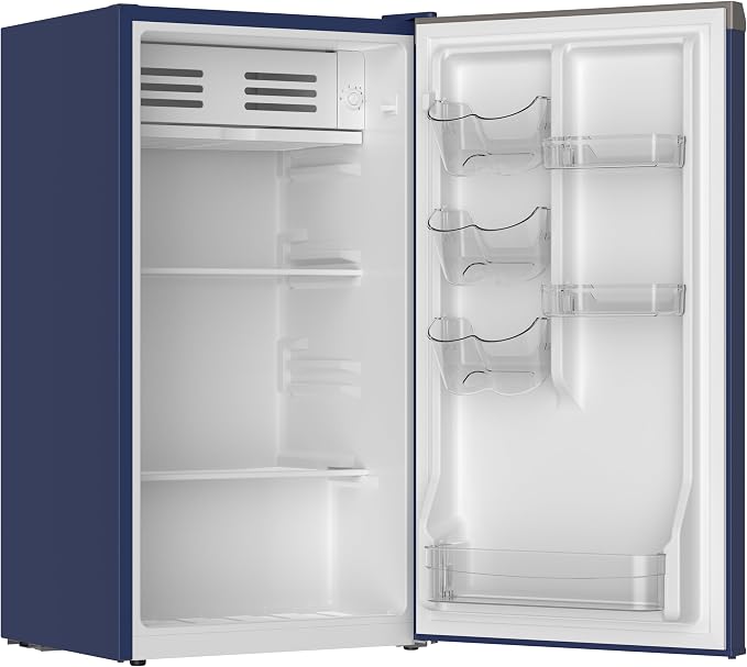Frigidaire Mini Refrigerator, Compact Freezer Compartment, Adjustable Thermostat Control, Reversible Door, Contemporary Series, 3.2 cu ft, Blue