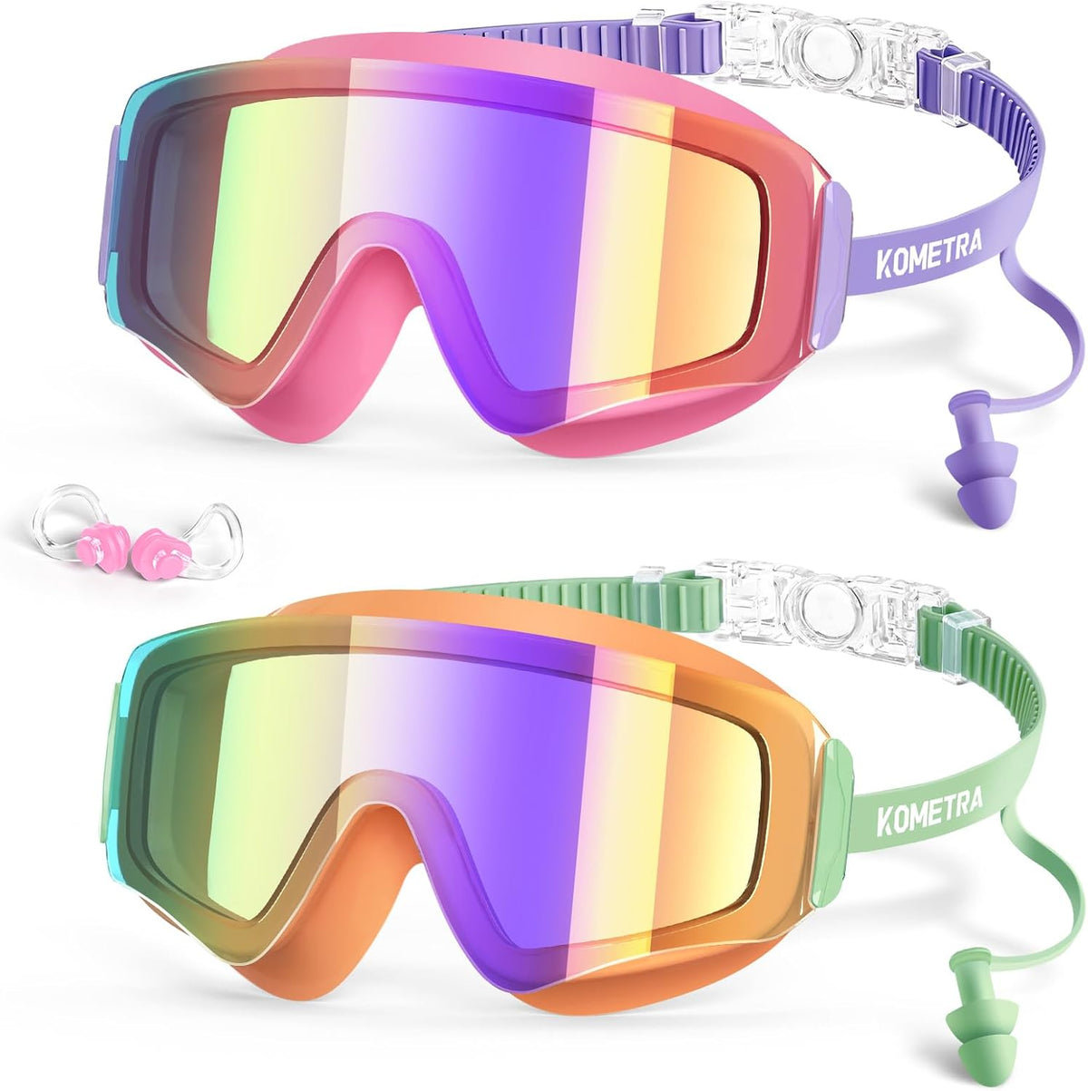 Skiennix Kids Swim Goggles - Anti-Fog UV Protection for Ages 3-15 | 2 Pack for Boys & Girls