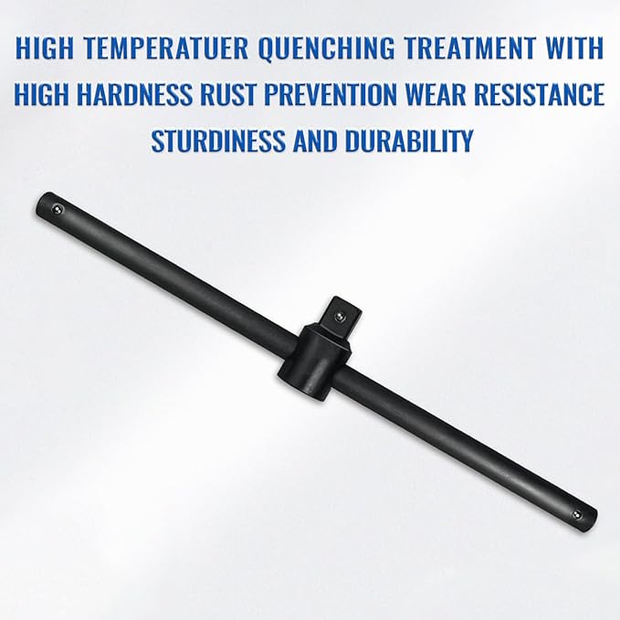 1/2" T-Handle Sliding Wrench Breaker Bar, 9.84 Inch Heavy Duty Steel Drive Socket Hand Tool, Gifts for Men & Dad
