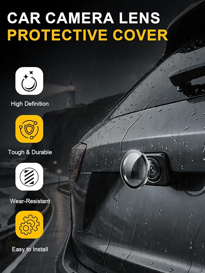 Car Camera Lens Protector 4-Pack + Backup Camera Rain Shield 2-Pack,