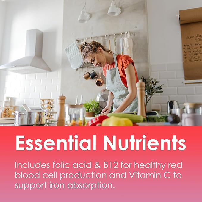 Vegan Iron Supplement for Women 25mg, Sugar Free Iron Gummies with Vitamin C, Methy B12, Folate for Energy Boost, Iron Deficiency, No After Taste, Peach Flavor - 60 Count (Pack of 2)