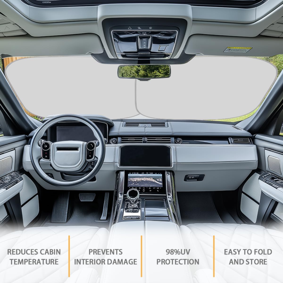 Renewold Universal Front Windshield Sunshade Hippie Flower Pattern Summer Car Window Covers UV Rays Sun Shade Outdoor Protective Automotive Sun Blocker Visor Foldable Sun Shield