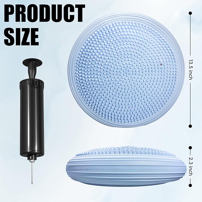 3 Pcs Inflated Wobble Cushion, Wiggle Seat & Balance Pad for Exercise, Home Yoga Balance Stability Training, Strengthen Core Muscles, Improve Posture, Balance Disc with Pump