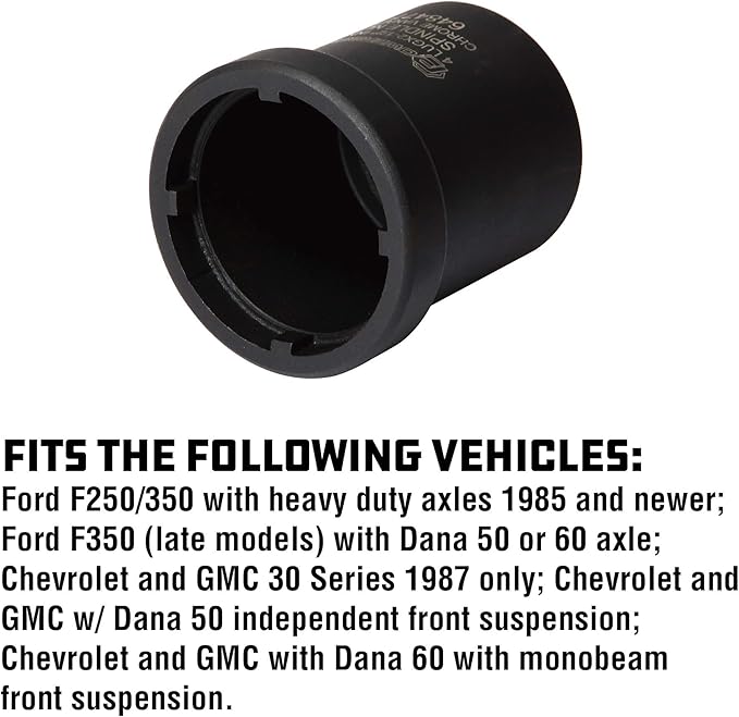 Powerbuilt Spindle Nut Socket, Removal Spindle Nuts, 4-Lug, Dodge, Chevy, Ford, GM Trucks, Hub Sockets, Truck Repair Tool - 648477