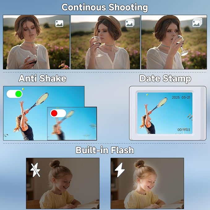 Digital Camera, 56MP 2.7K Dual-Screen Selfie Camera