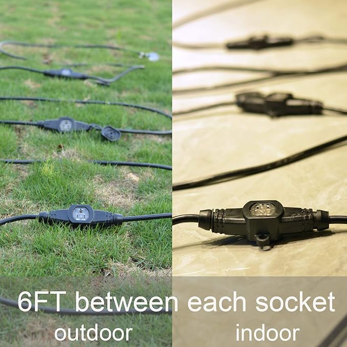 25FT 14 Gauge Outdoor Power Extension Cord,Four Outlet Cable.Multiple Evenly-Spaced Plug Ideal for Landscaping Light,Stage Backline,Holiday Decoration and Christmas,ETL Listed Cord Splitter