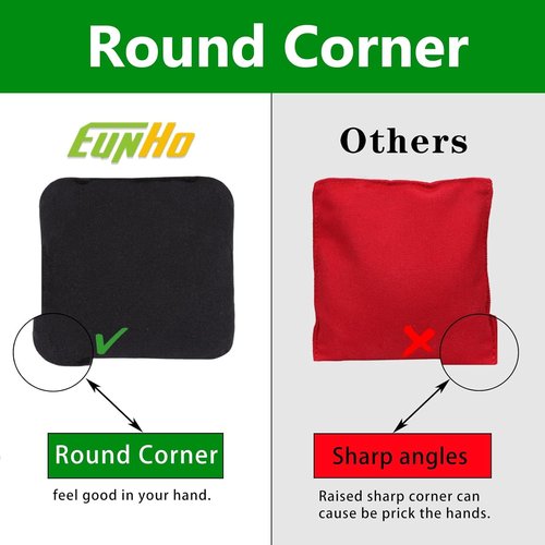 EunHo Cornhole Bags - Regulation Size & Weight All-Weather Bean Bags Set of 8 with Carry Case