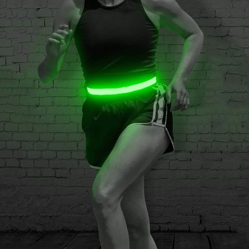 BSEEN LED Running Waist Belt - USB Rechargeable Reflective Safety Light for Runners & Cyclists