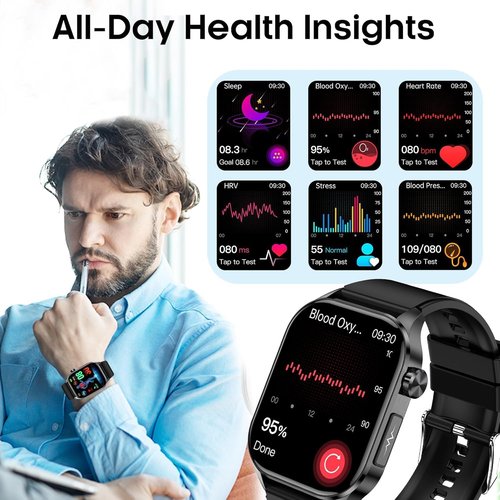 Advanced Health Smartwatch - Real-Time Heart Rate & Blood Oxygen Monitoring | Always-On Display for Android & iOS