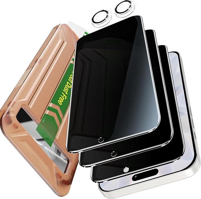 YMHML 3 Pack Compatible for iPhone 17 Privacy Screen Protector Tempered Glass +