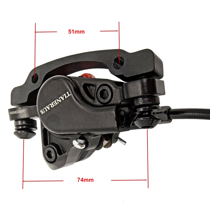Tianeraus Mountain Bike Hydraulic Brake and Lever - Left Front 850mm Adapter Aluminum Alloy Hydraulic Bike Brakes, is/PM Adapter, Resin Pads, Black (is/PM)