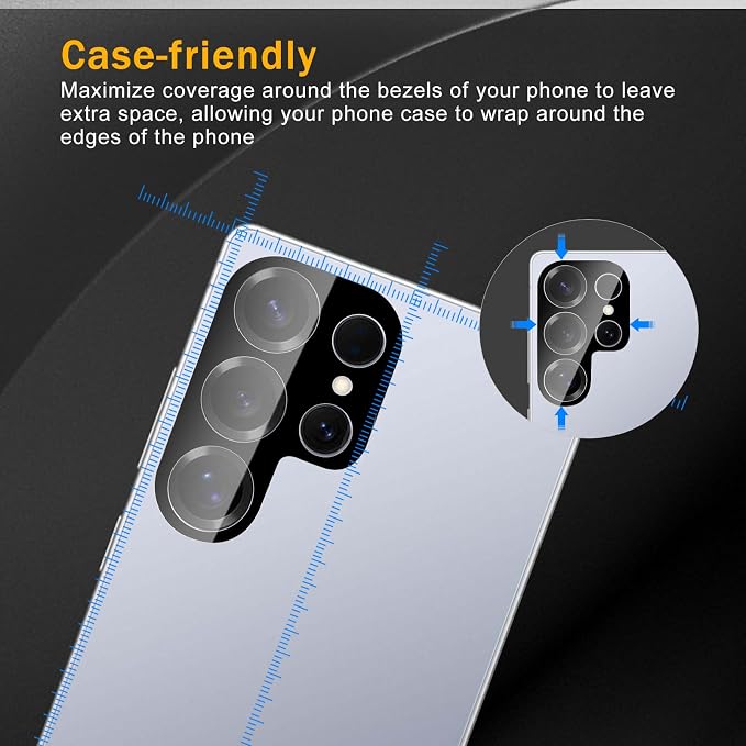 3 Pack Camera Lens Protector for Samsung Galaxy S25 Ultra, Tempered Glass