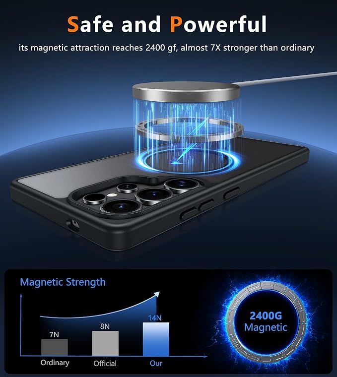 FNTCASE for Samsung Galaxy S25-Ultra Case: Magnetic Matte Military Grade Drop