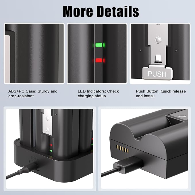 4-Pack 7200mAh for Ring Rechargeable Camera V4 Batteries Replacement