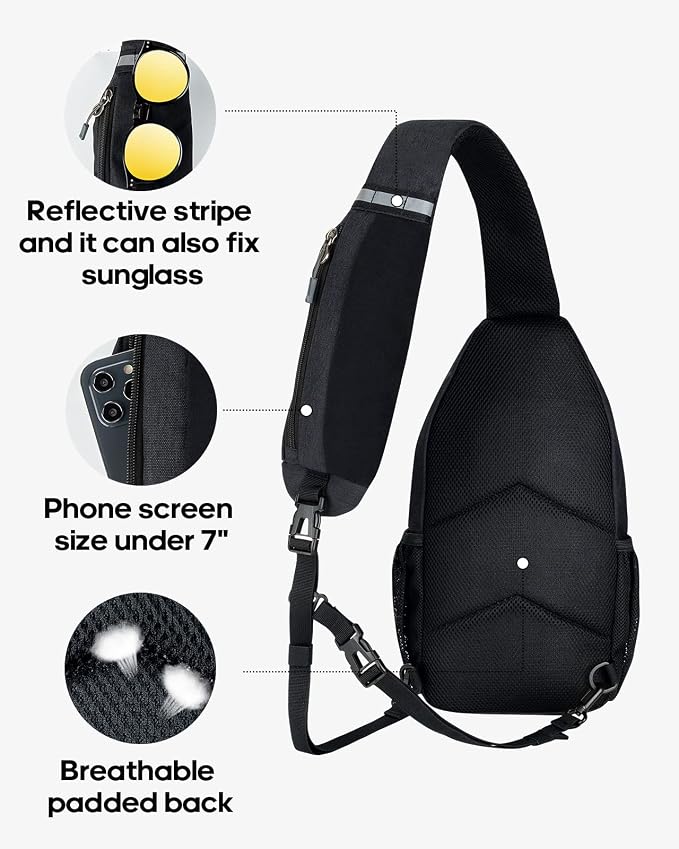 WATERFLY Small Hiking Sling Bag: Crossbody Sling Backpack Chest Bag Daypack