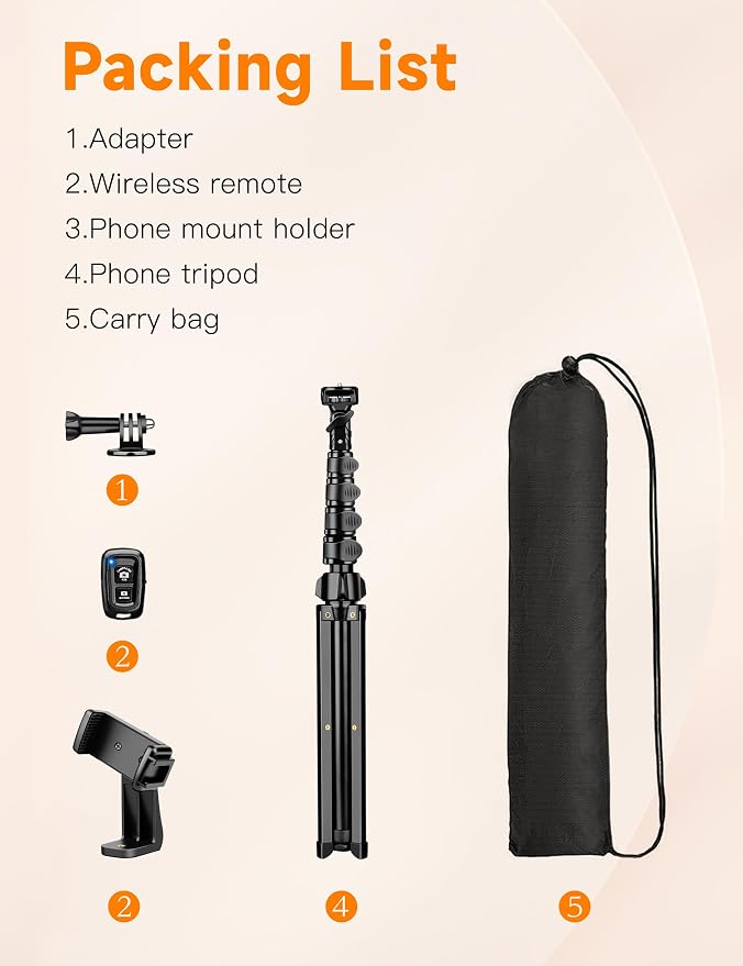 Phone Tripod, Camera Stand for iPhone, Compatible