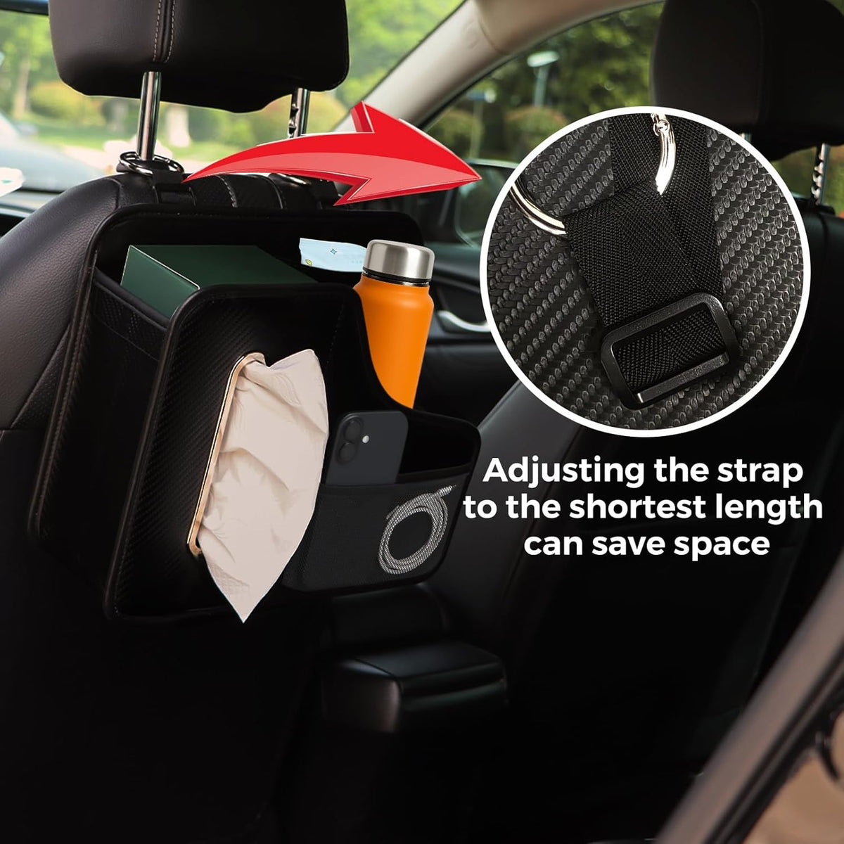 Car Tissue Holder,Back Seat Organizer with Cup Holder,Multifunctional Car Headrest Seat Back Storage,Snack Organizers for Kids,Large Tissue Box Cover Fit for 100-130 Regular Size Tissues