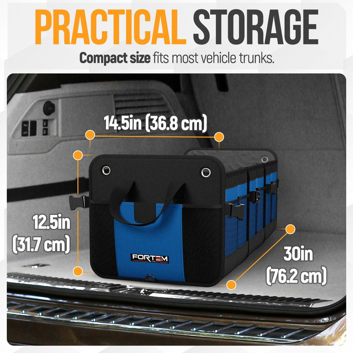 FORTEM Trunk Organizer - Collapsible Car Organizer & Storage Bag for SUVs