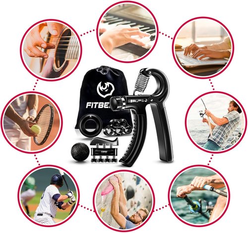 FitBeast Grip Strengthener Kit - 5 Pack Adjustable Resistance Hand Grips for Forearm Strength