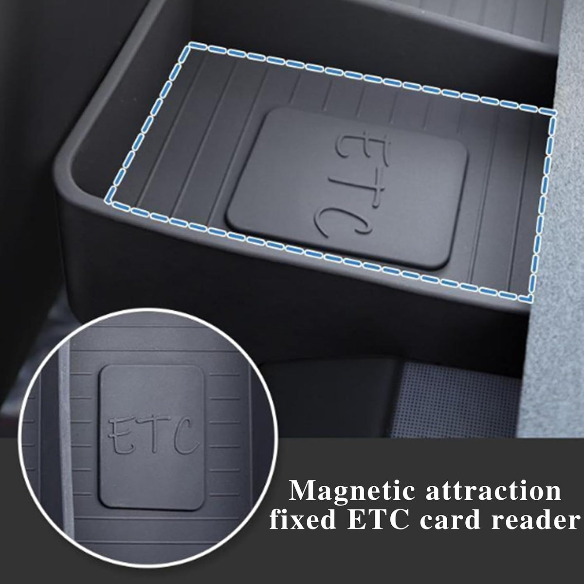Rear Screen Box for Tesla Model Y Juniper 2025 2026 Dashboard Box Tray Storage Box Black Silicone (Magnetic storage position) Not fit 2026 Standard