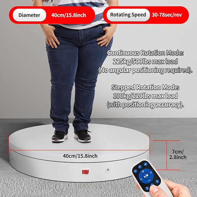 15.8In Remote Large Motorized electric turntable Rotating platform Photography